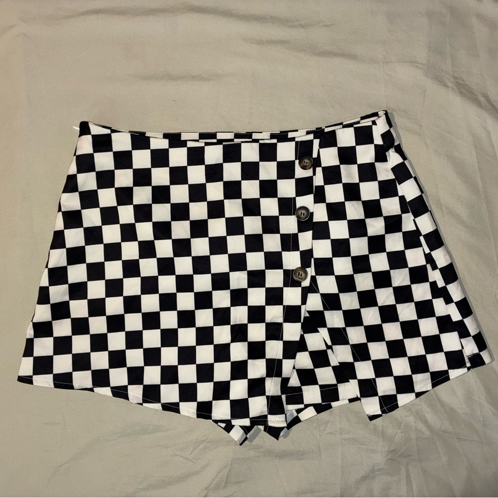 Checkered Black and White Women Skort